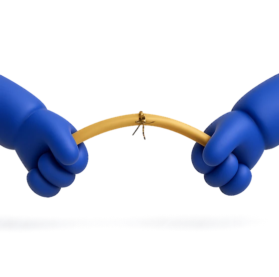 Illustration of the literal translation: Where it is thin, that is where it tears.