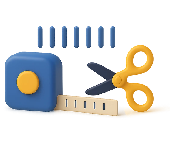 Illustration of the literal translation: Measure seven times, cut once.