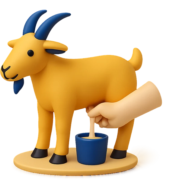 Illustration of the literal translation: Like milk from a male goat.